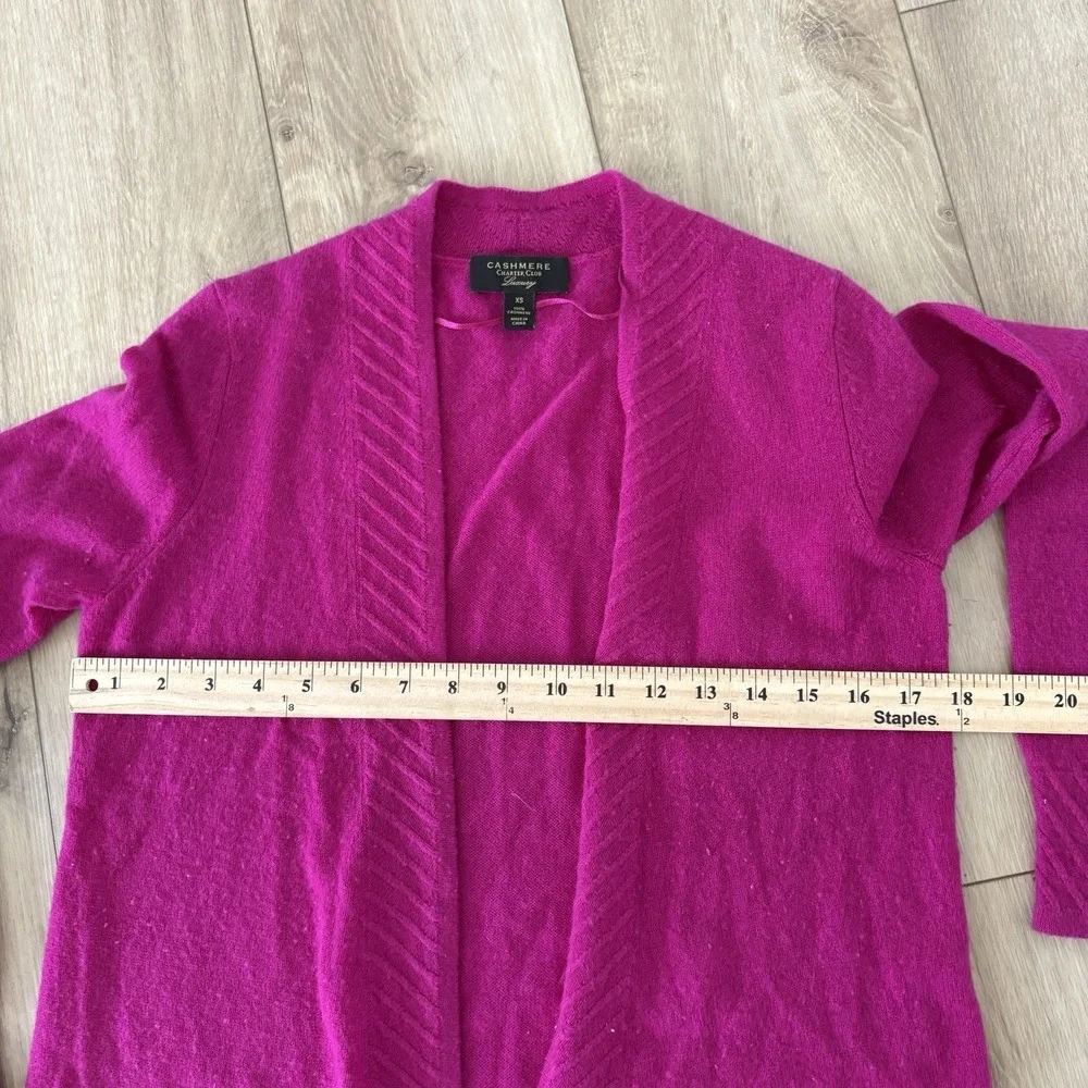 Charter Club 100% Cashmere Open Front Cardigan Sweater Fuchsia Berry XS